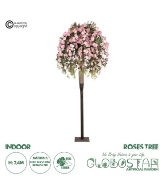 GloboStar® Artificial Garden ROSES TREE 21068 Τεχνητό Διακοσμητικό Δέντρο Τριανταφυλλιά Μ110 x Π110 x Υ240cm
